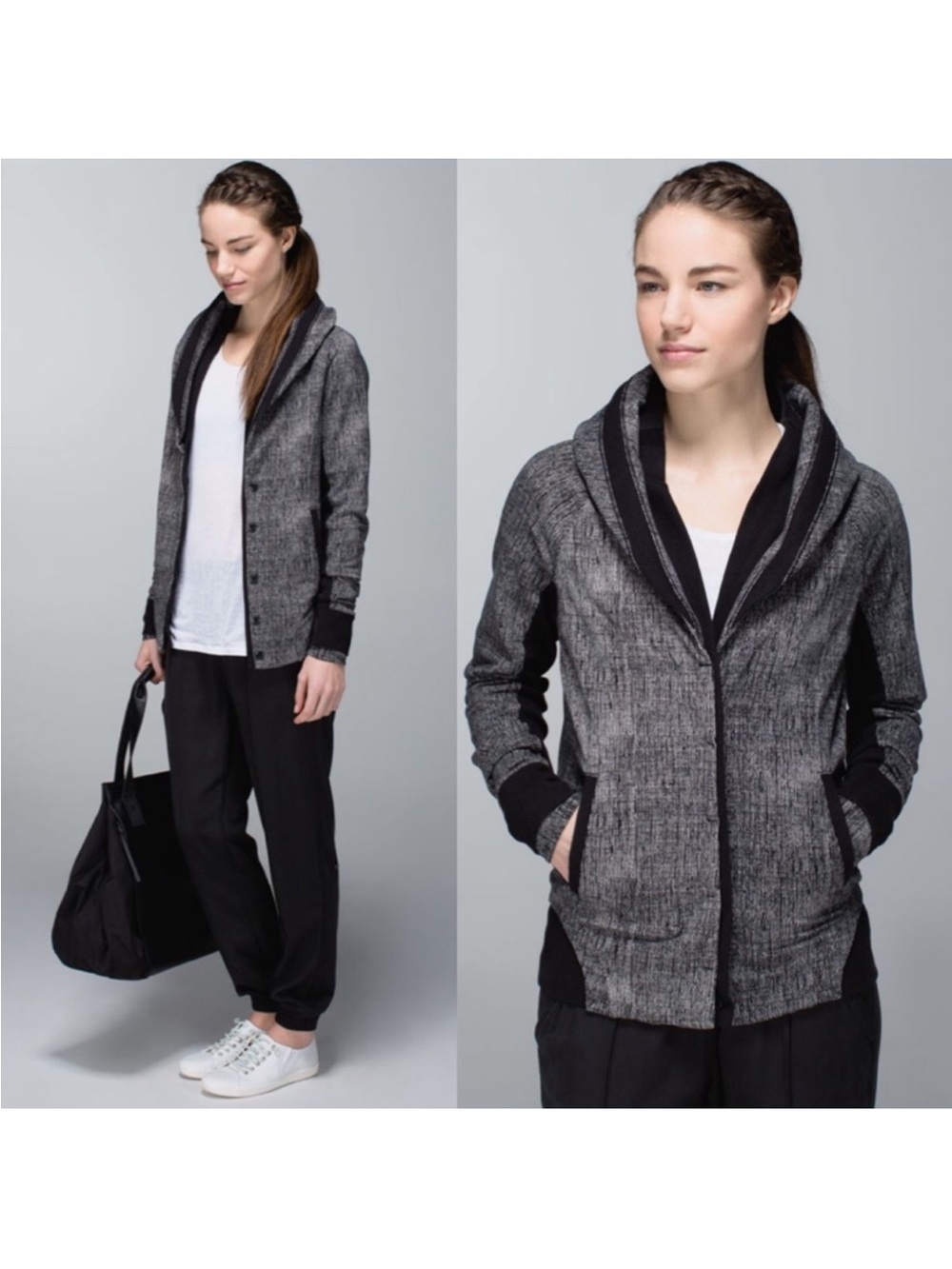 Lululemon To Class Jacket French Terry Texture Black Dune Jacket Size 8